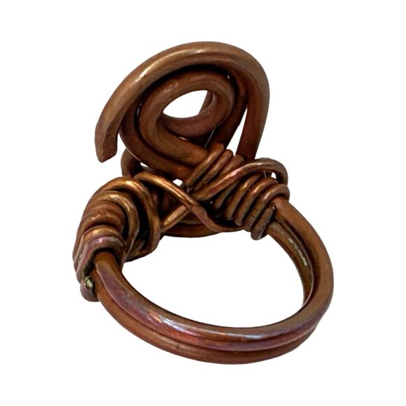 Copper Spiral Twist Statement Ring Sz 6 Art Deco Celtic Artesian - Picture 12 of 15